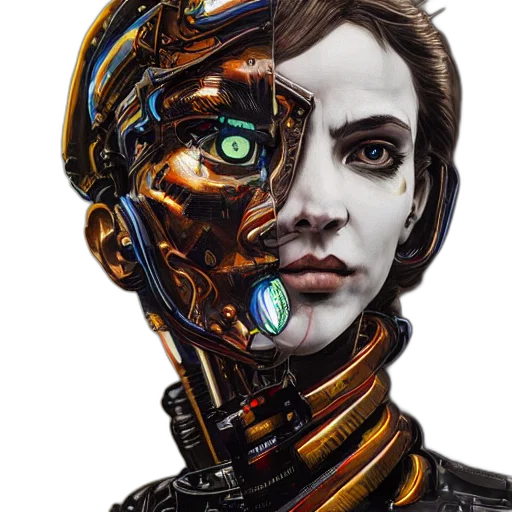 robot, face, cyberpunk, concept art, comic book art, photorealistic, vibrant, portrait transparent PNG cut-out