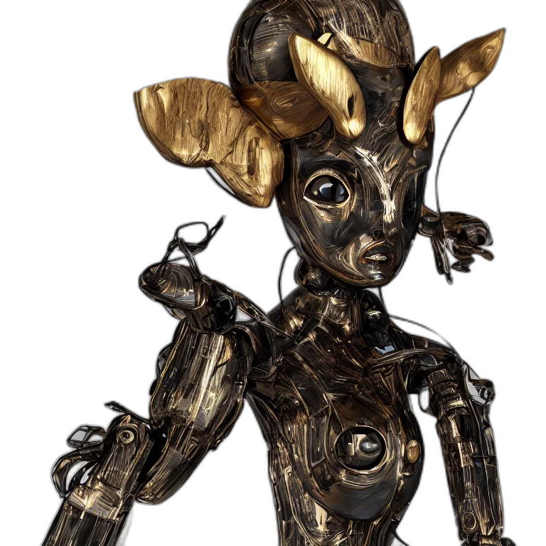 robot, mask, staff, jewelry, concept art, 3d render, fantasy art, comic book art transparent PNG cut-out