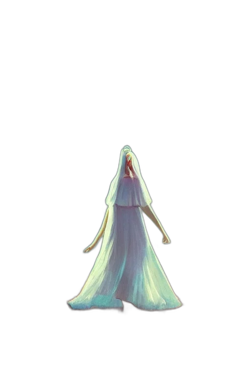 dress, creature, staff, hair transparent PNG cut-out