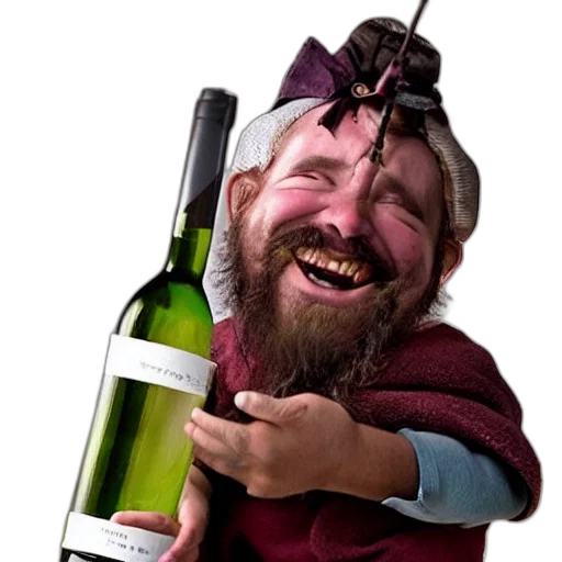 bottle, staff, crown, face transparent PNG cut-out