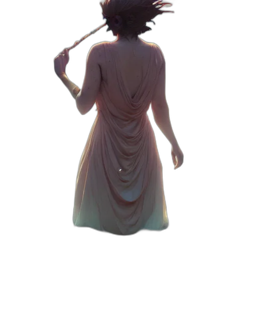 dress, staff, sword, jewelry transparent PNG cut-out