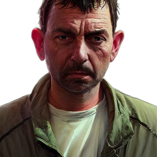 face, jacket, staff, animal, photorealistic, concept art, oil painting, comic book art transparent PNG cut-out