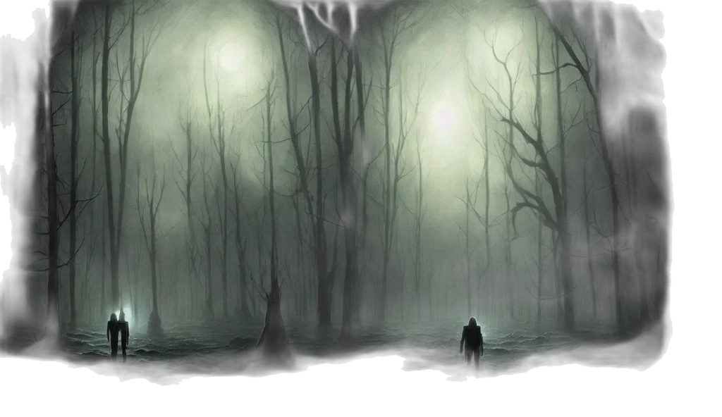 creature, concept art, fantasy art, watercolor, photorealistic, fog, forest, snow transparent PNG cut-out
