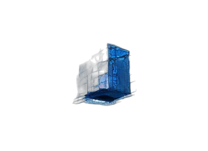 furniture, building, robot, bottle, 3d render, pixel art, concept art, photorealistic transparent PNG cut-out