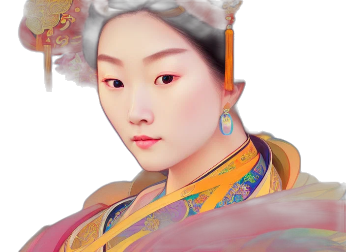face, crown, oil painting, photorealistic transparent PNG cut-out