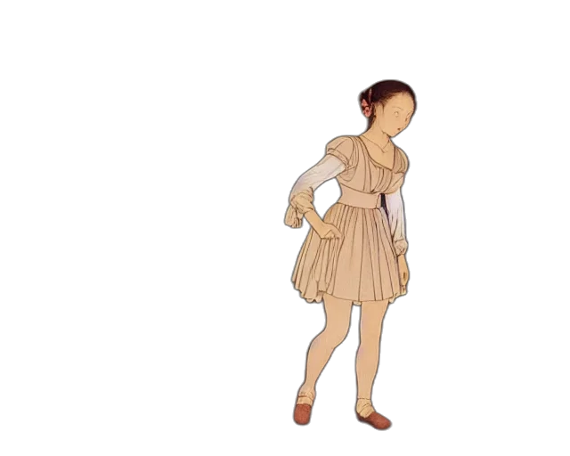 dress, staff, shoes, hair transparent PNG cut-out