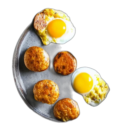 food, eggs, sausage, patties transparent PNG cut-out