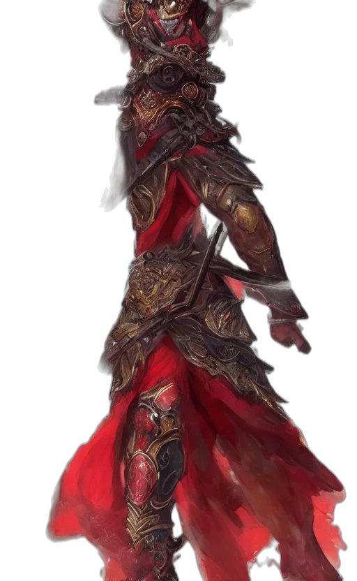 dress, sword, staff, weapon, concept art, fantasy art, 3d render, comic book art transparent PNG cut-out