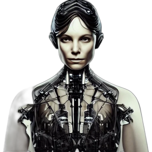 robot, face, dress, cyberpunk, concept art, 3d render, photorealistic, westworld transparent PNG cut-out