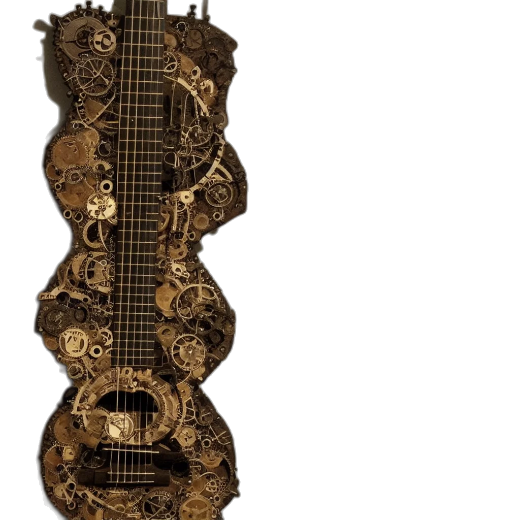 steampunked, guitar transparent PNG cut-out