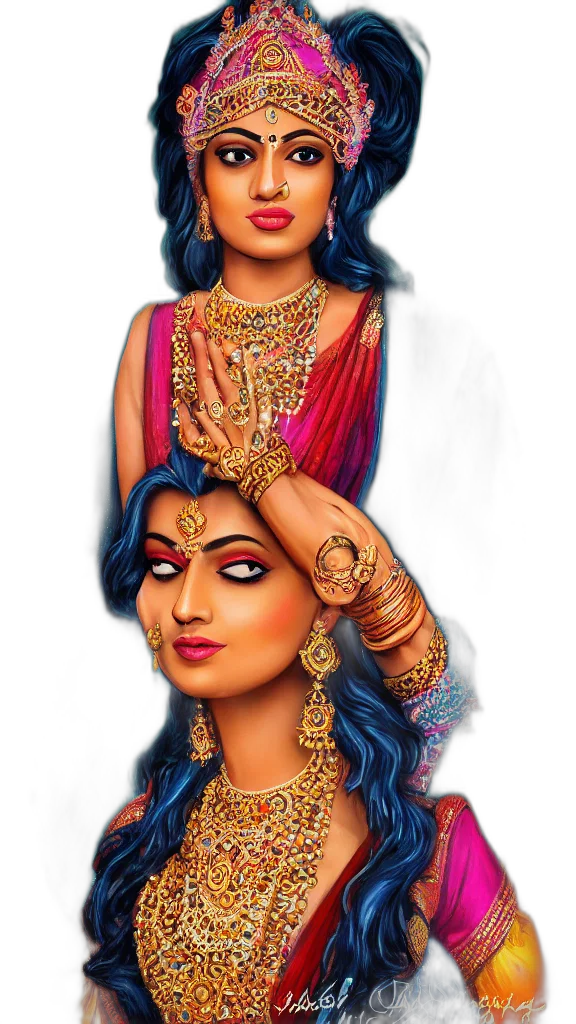 jewelry, photorealistic, pencil sketch, oil painting, fantasy art, colorful, desi, indian transparent PNG cut-out