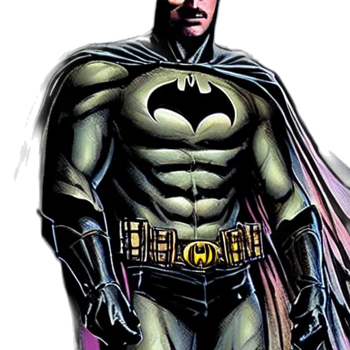 comic book art, concept art, cartoon, photorealistic, ryan, renolds, batman transparent PNG cut-out