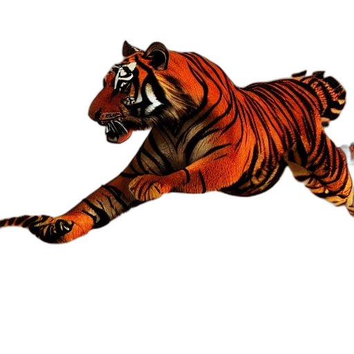 animal, creature, concept art, 3d render, fantasy art, watercolor, tiger, fire transparent PNG cut-out