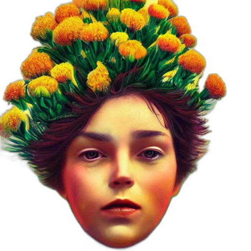 crown, face, flower, hat transparent PNG cut-out