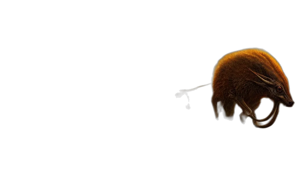 hair, animal, creature, staff, 3d render, concept art, photorealistic, epic transparent PNG cut-out