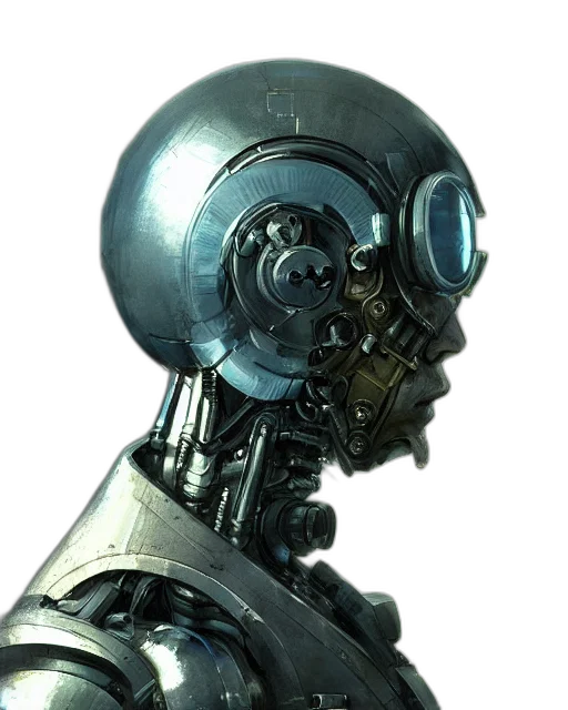 robot, face, mask, staff, cyberpunk, concept art, 3d render, photorealistic transparent PNG cut-out