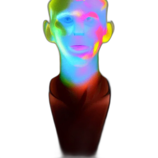 face, robot, staff, mask, 3d render, vaporwave, photorealistic, concept art transparent PNG cut-out
