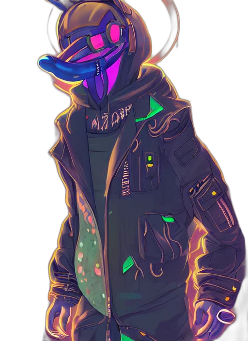 jacket, mask, staff, robot transparent PNG cut-out