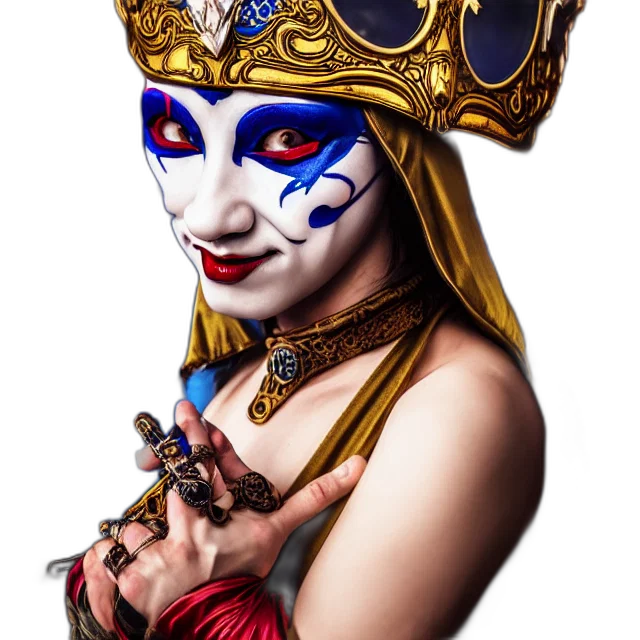 mask, crown, jewelry, face, fantasy art, concept art, photorealistic, 3d render transparent PNG cut-out