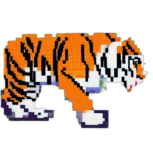 animal, pixel art, vaporwave, cute, tiger, bits, pixel, art transparent PNG cut-out