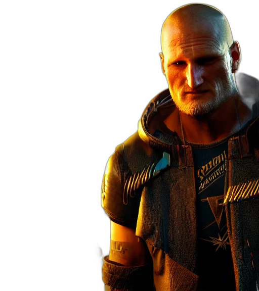jacket, cyberpunk, concept art, 3d render, photorealistic, charismatic, rugged, male transparent PNG cut-out