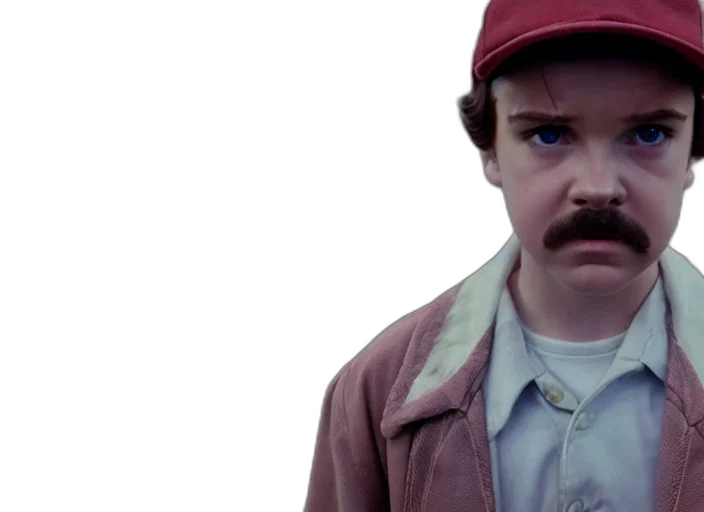 hat, face, jacket, film, still, jim, hopper, eleven transparent PNG cut-out