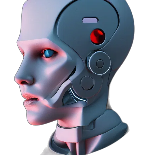 robot, face, 3d render, cyberpunk transparent PNG cut-out