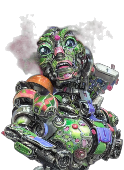 robot, face, mask, weapon, concept art, photorealistic, fantasy art, cyberpunk transparent PNG cut-out