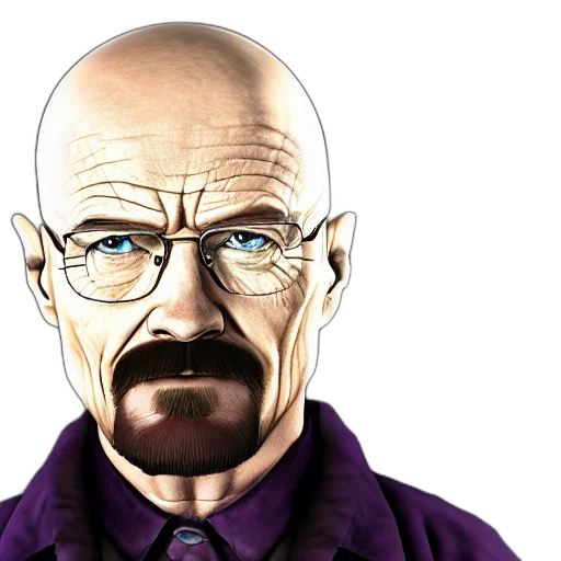 face, photorealistic, comic book art, 3d render, cartoon, walter, white, character transparent PNG cut-out