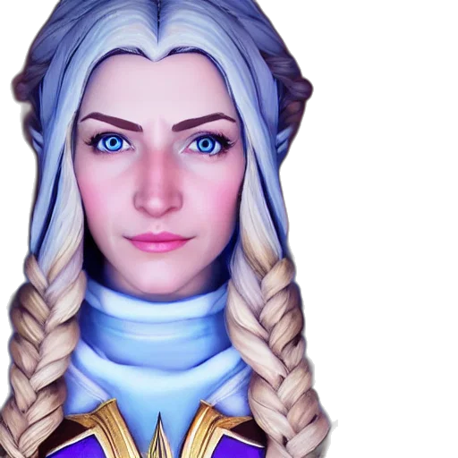 face, staff, crown, fantasy art, concept art, photorealistic, 3d render, blue transparent PNG cut-out