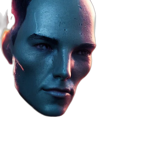 face, robot, mask, creature, 3d render, vaporwave, concept art, photorealistic transparent PNG cut-out