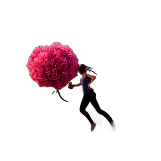 flower, umbrella, hair, creature, 3d render, concept art, pixel art, vaporwave transparent PNG cut-out