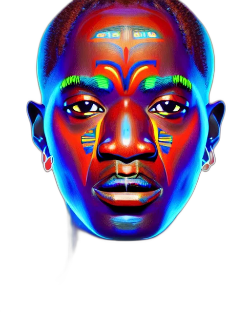 face, mask, robot, crown, photorealistic, concept art, 3d render, fantasy art transparent PNG cut-out