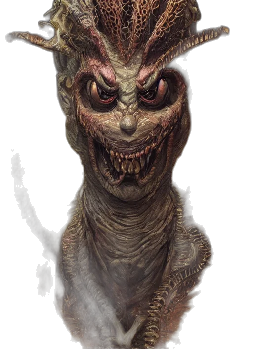 creature, dragon, face, mask, concept art, fantasy art, photorealistic, comic book art transparent PNG cut-out