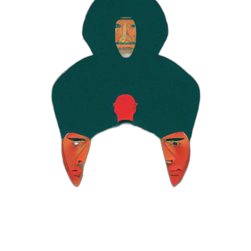 mask, face, crown, umbrella, concept art, pixel art, cartoon, 3d render transparent PNG cut-out