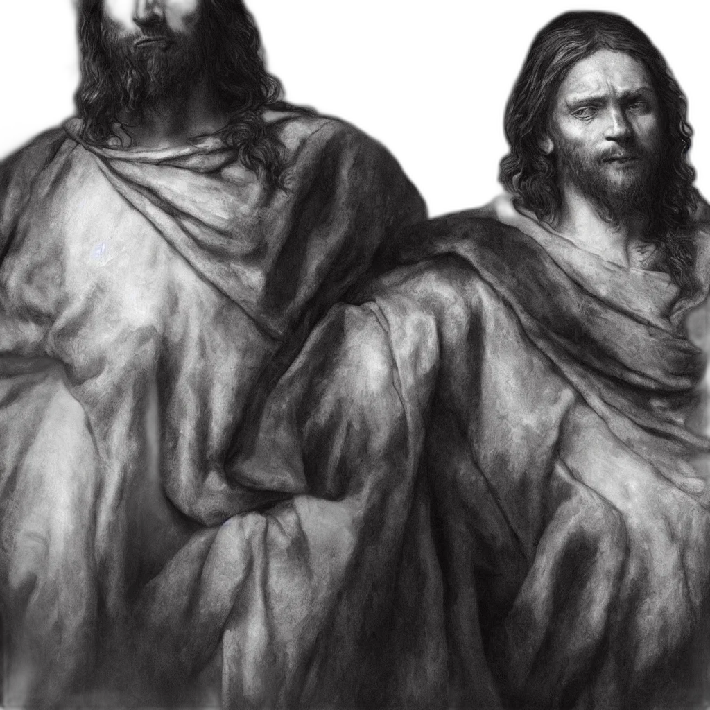 pencil sketch, photorealistic, concept art, fantasy art, evil, cursed, version, jesus transparent PNG cut-out