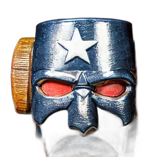 mask, jewelry, comic book art, closeup, photorealistic, photograph, glossy, captain transparent PNG cut-out