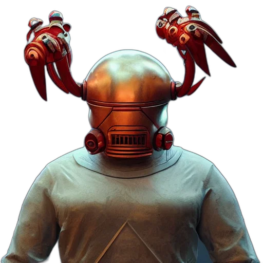 robot, mask, creature, staff transparent PNG cut-out