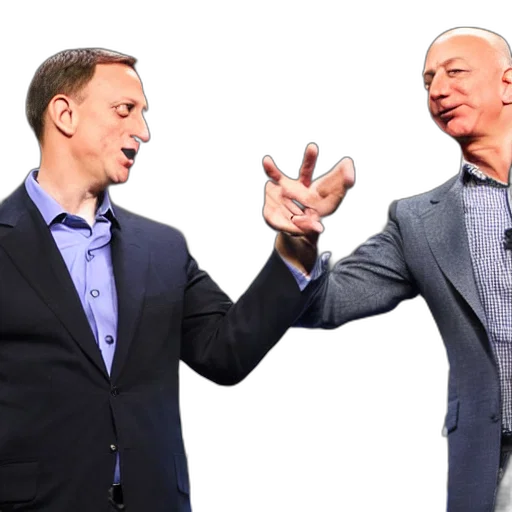 robot, peter, thiel, jeff, bezos, fighting transparent PNG cut-out