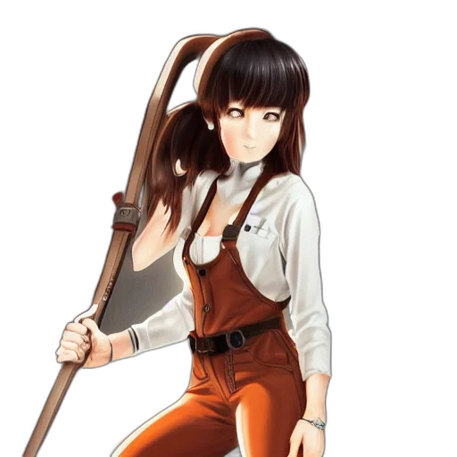 staff, weapon, sword, jacket, anime, fantasy art, concept art, cartoon transparent PNG cut-out