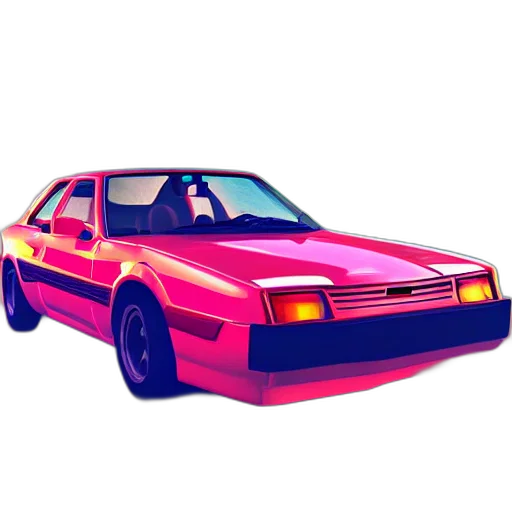 car, weapon, vaporwave, concept art, pixel art, photorealistic, neon, funky transparent PNG cut-out