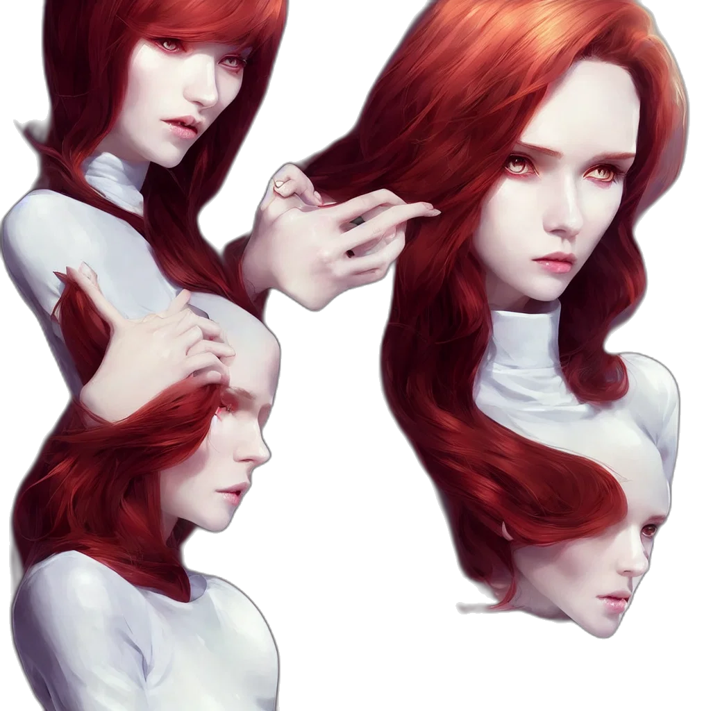 face, hair, crown, concept art, fantasy art, photorealistic, 3d render, red transparent PNG cut-out