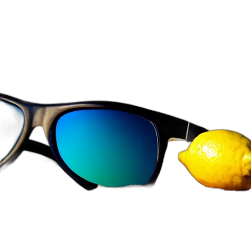 3d render, monochrome, colorful, neon, lemon, wearing, sunglasses, relaxing transparent PNG cut-out