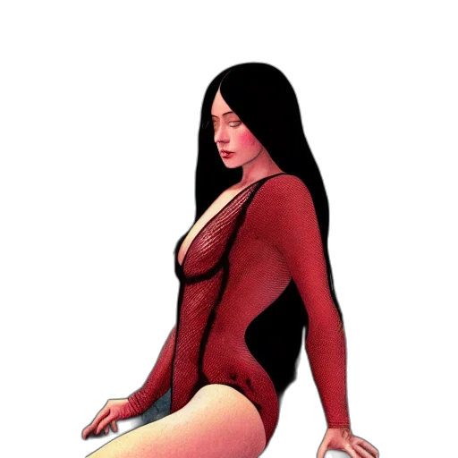 dress, comic book art, concept art, fantasy art, cartoon, red, girl, long transparent PNG cut-out