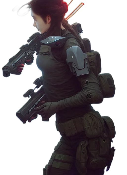 weapon, jacket, robot, staff transparent PNG cut-out