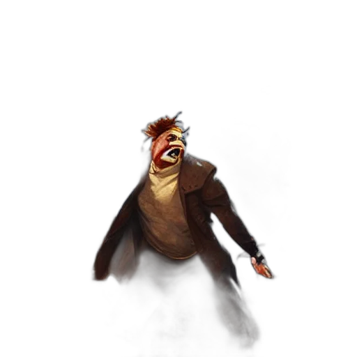 creature, mask, staff, jacket transparent PNG cut-out