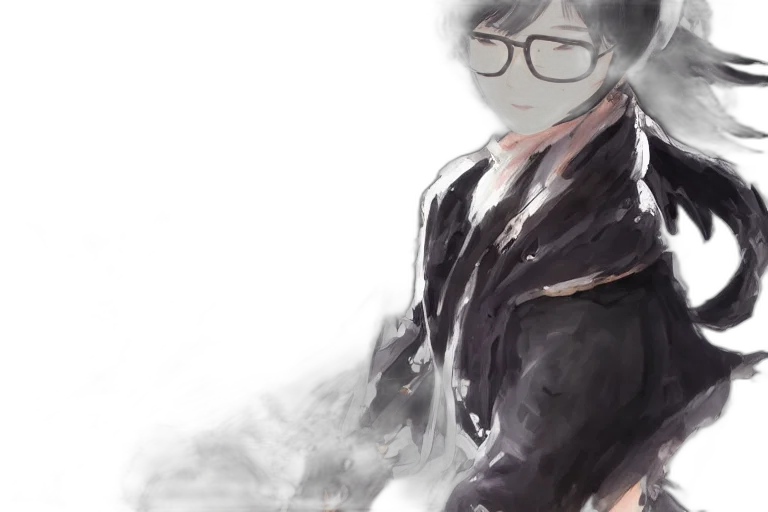 jacket, staff, mask, watercolor, photorealistic, anime, fantasy art, fog transparent PNG cut-out