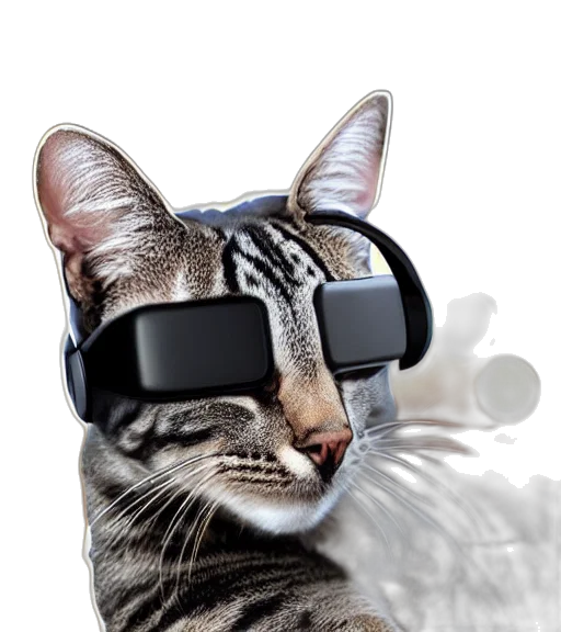 staff, cyberpunk, 3d render, photorealistic, photo, cat, wearing, headset transparent PNG cut-out