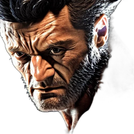 face, concept art, photorealistic, 3d render, comic book art, still, photo, wolverine transparent PNG cut-out