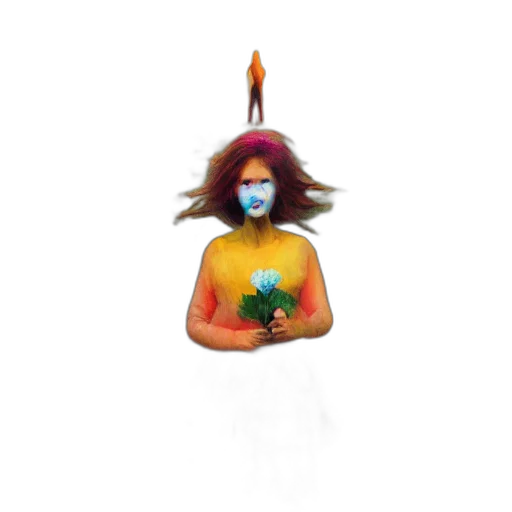 mask, flower, crown, staff transparent PNG cut-out